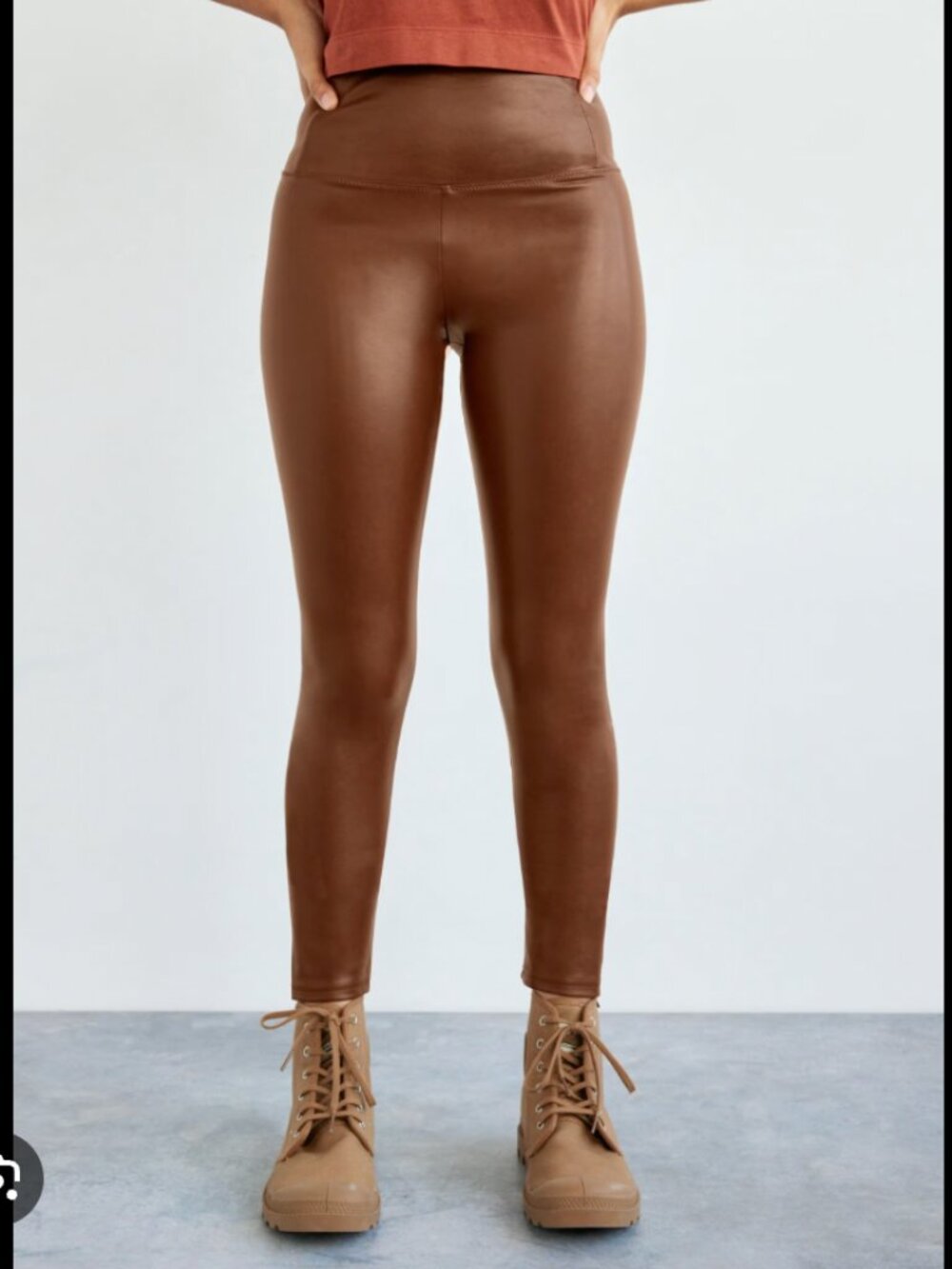 Aritzia Wilfred Free Vegan Leather Daria Pant In Brown Cognac